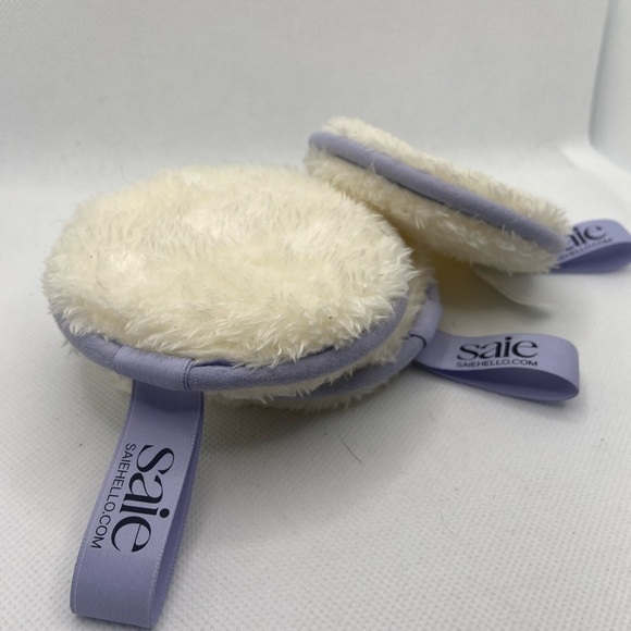 🍀3/$15 Unused Saie Set of 3 Cream and Lavender Makeup Application/Remover Pads - Picture 2 of 3